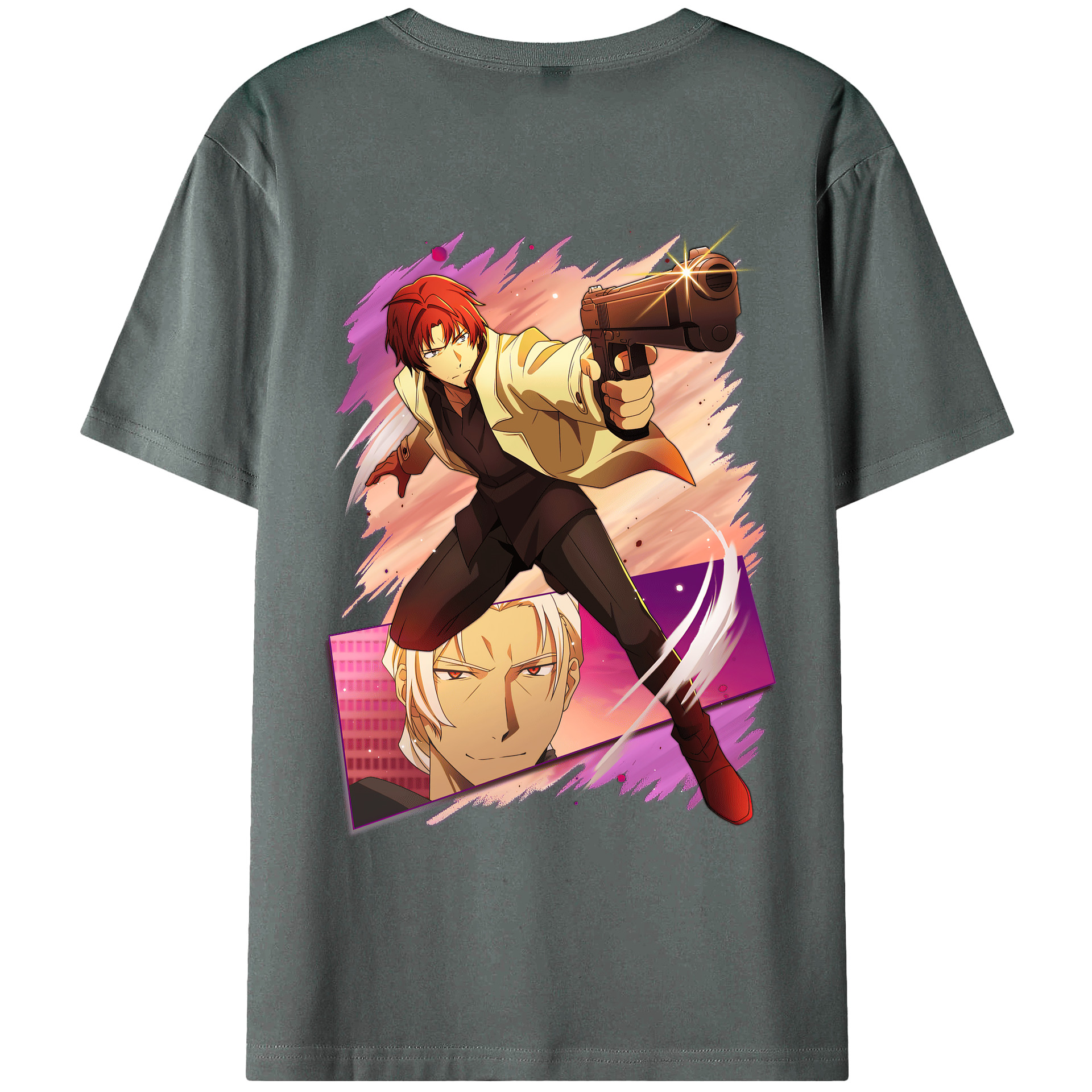 （画像用） 文豪ストレイドッグス Bungo Stray Dogs 綿100％ メンズ半袖Tシャツ（バックプリント） 通気性